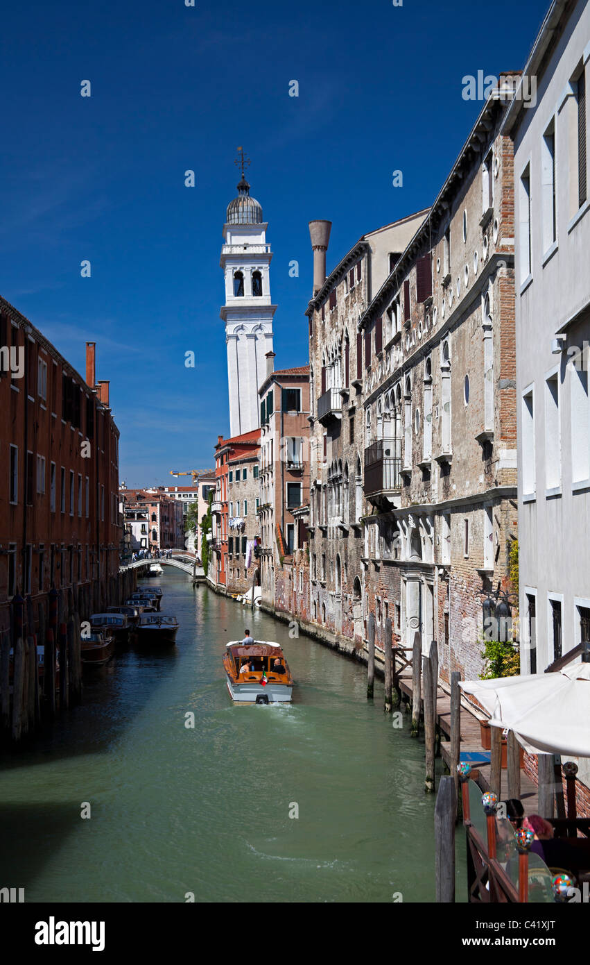 Venice The greek Orthodox Cathedral of San dei Greci leaning tower Italy Europe Stock