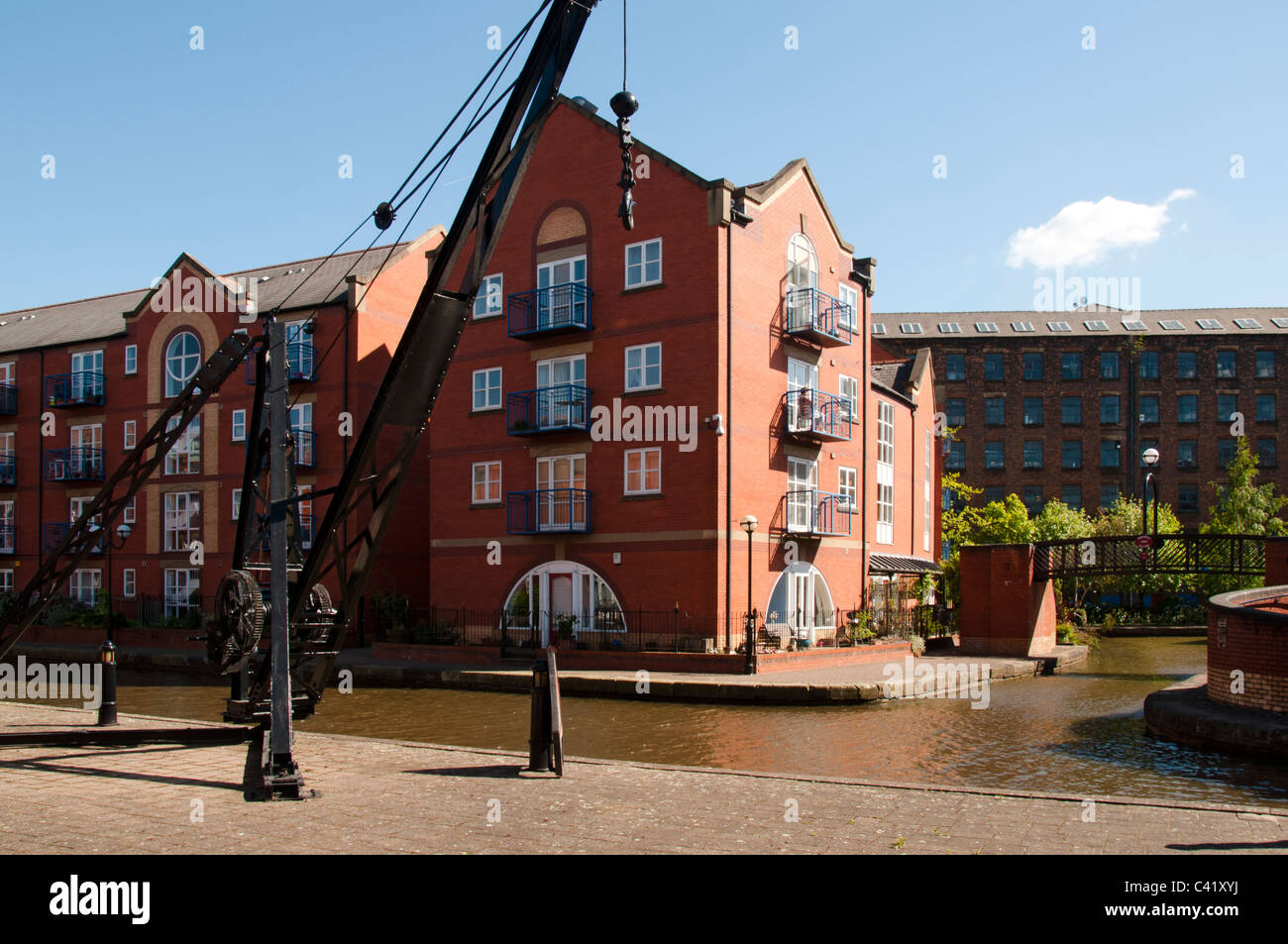 Canal side housing at the Piccadilly Village development, near the city