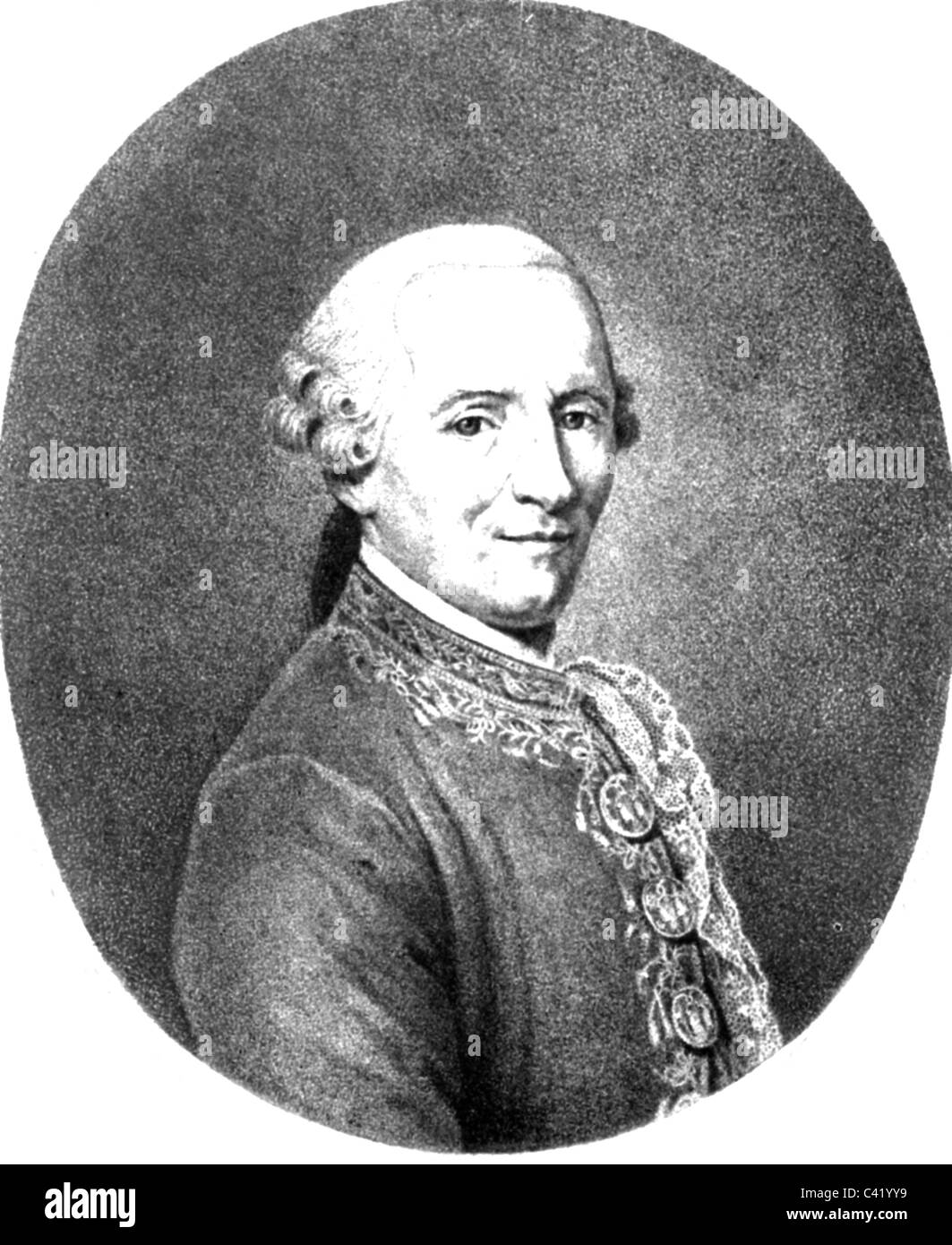 Haye de Launay, Marc Antoine Andre de la, public contractor of indirect taxes in Prussia 1766 - 1786, portrait, copper engraving by Tassaert, circa 1770, Artist's Copyright has not to be cleared Stock Photo