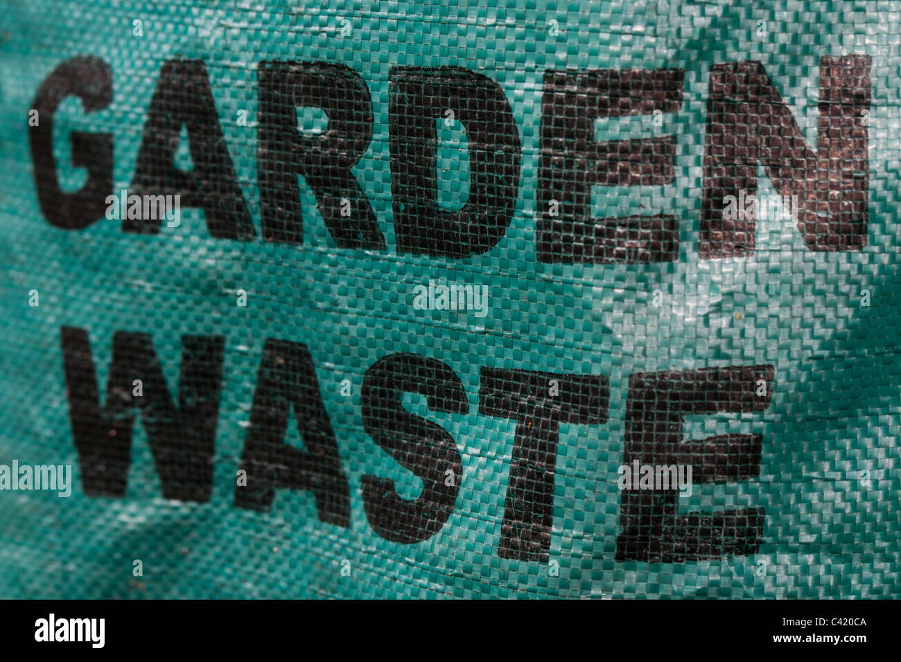 Detail of a London borough of Lambeth council green waste recycling bag. Stock Photo