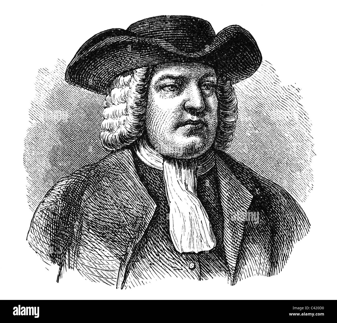 Penn, William, 14.10.1644 - 30.7.1718, English politician, Quaker, founder of Pennsylvania, portrait, with hat, wood engraving, 19th century, Stock Photo