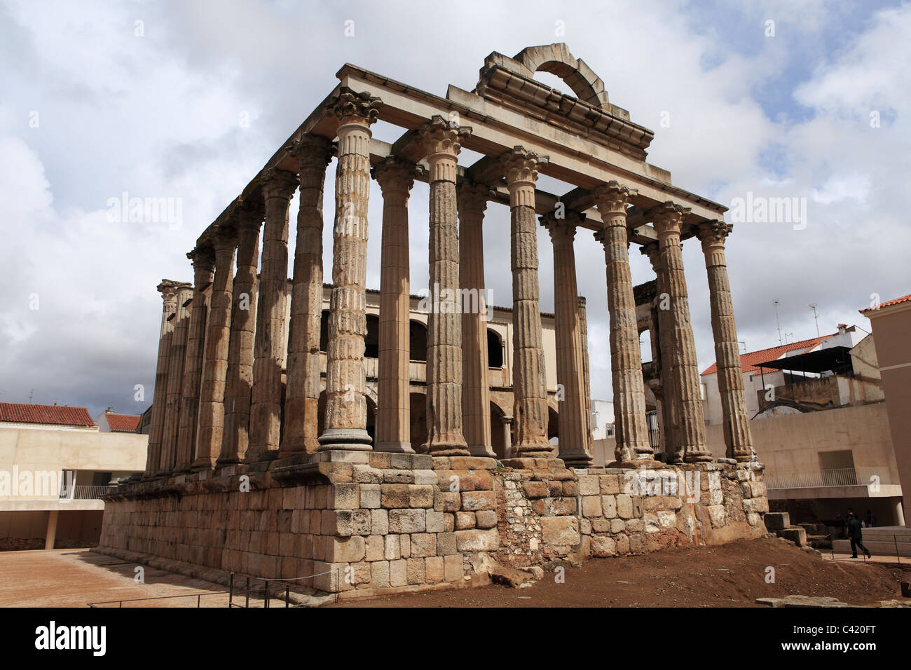 The Roman era Temple of Diana (Templo de Diana) at Merida in the Extremadura region of Spain. Stock Photo