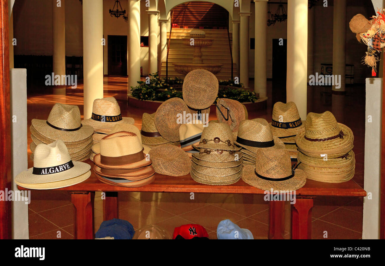 Straw hats for sale. A variety of straw 