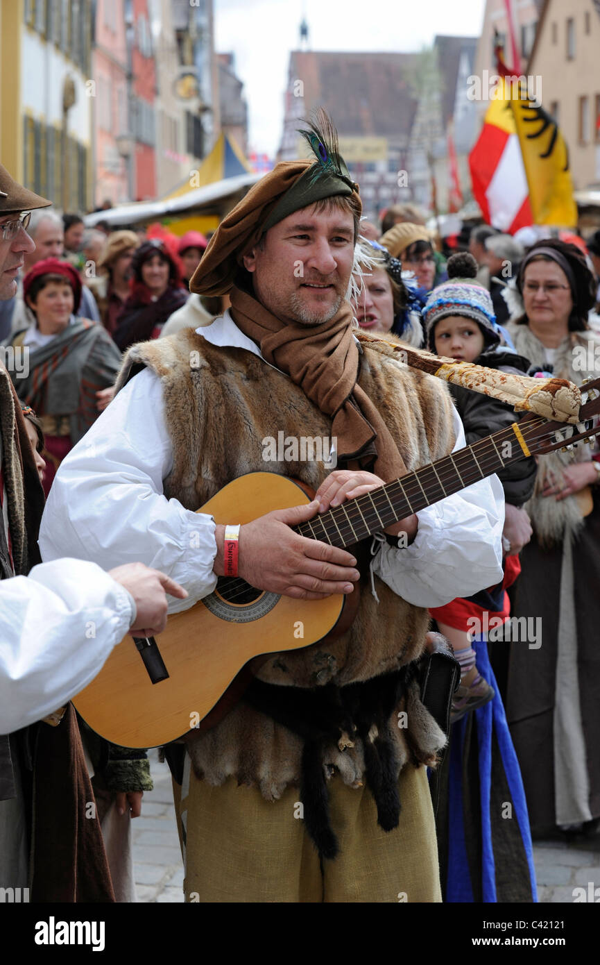 performers at medieval festival in town Oettingen in Bavaria, Germany Stock Photo