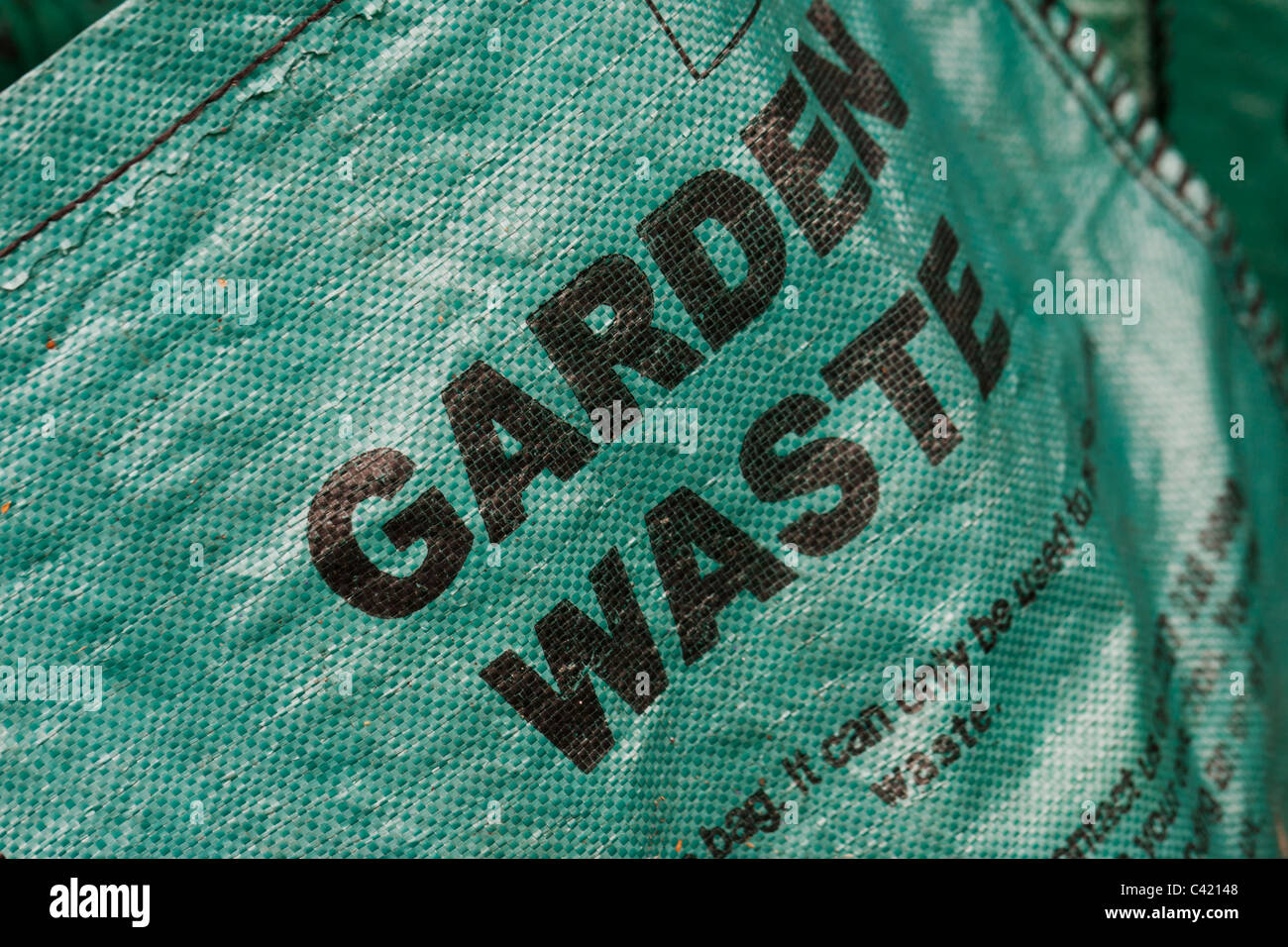 Detail of a London borough of Lambeth council green waste recycling bag. Stock Photo