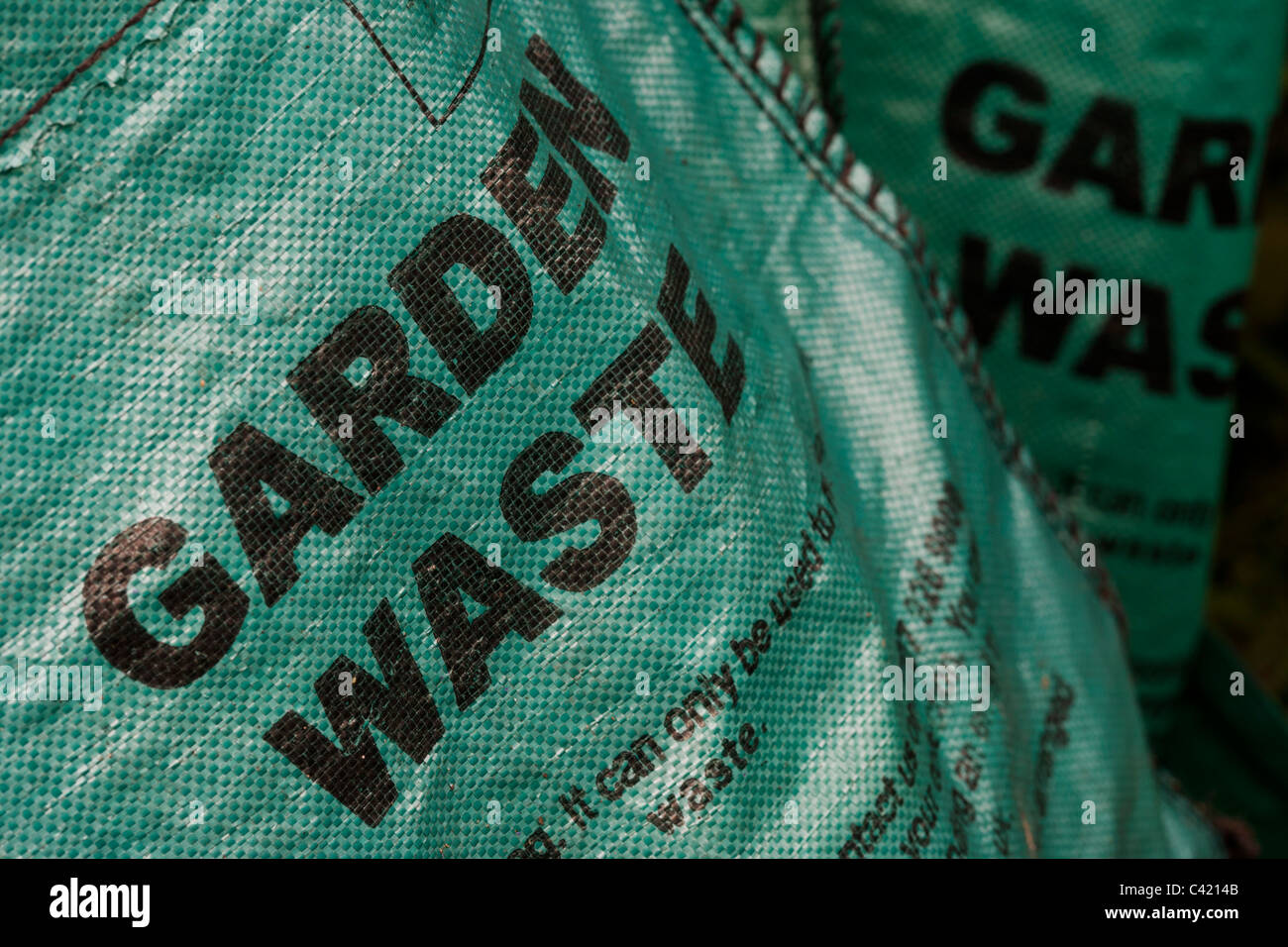 Detail of a London borough of Lambeth council green waste recycling bag