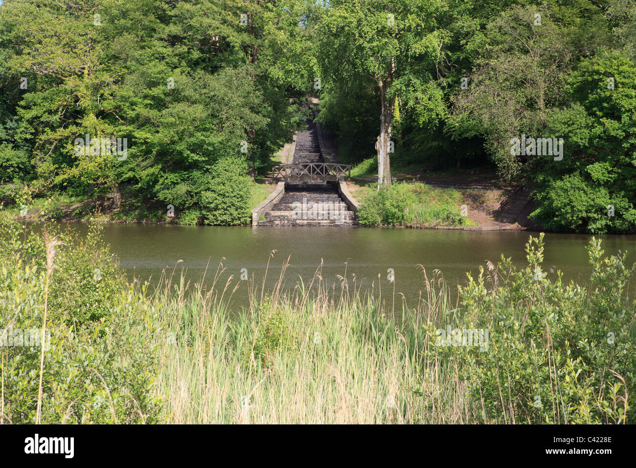 formal Victorian cascades, Gnoll Country Park, Neath, Neath Port Talbot, South Wales, UK Stock Photo