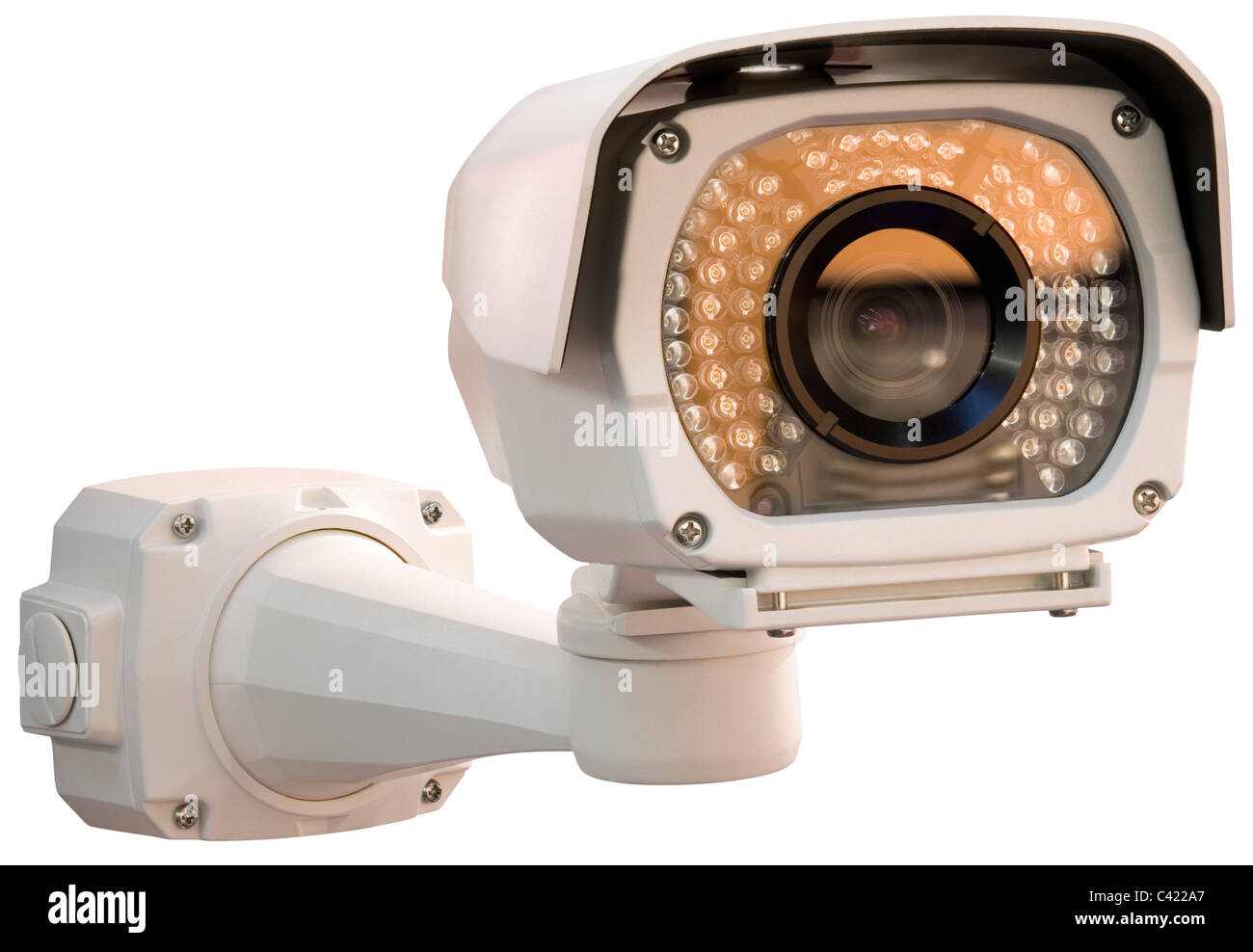 Gray security camera isolated with clipping path Stock Photo