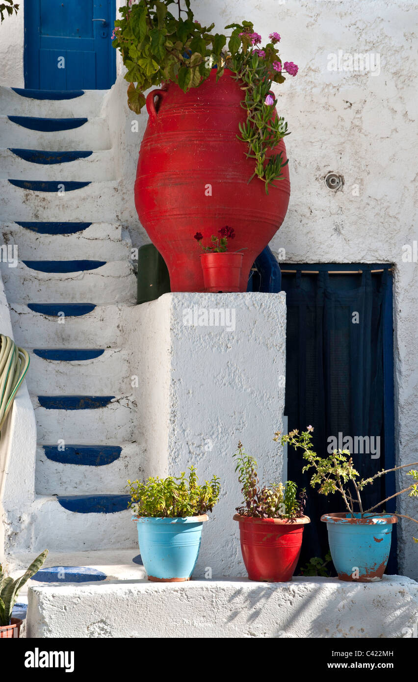House facade in the little town of Myrtos on Crete's south eastern coast, Greece Stock Photo