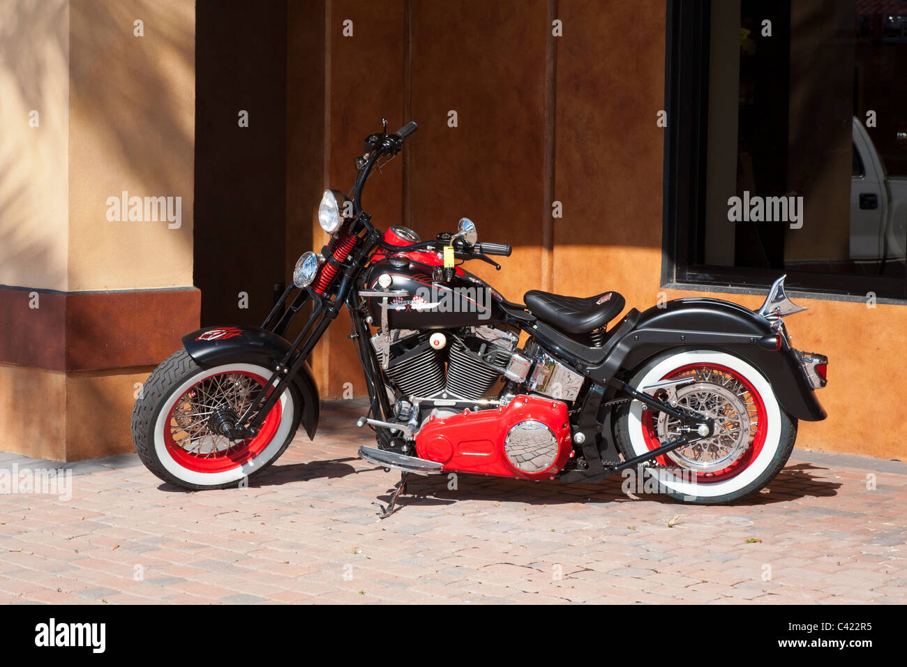 Classic antique Harley Davidson motorcycle on display at the Bruce Rossmeyer Harley Davidson Center in Daytona, Florida, USA Stock Photo