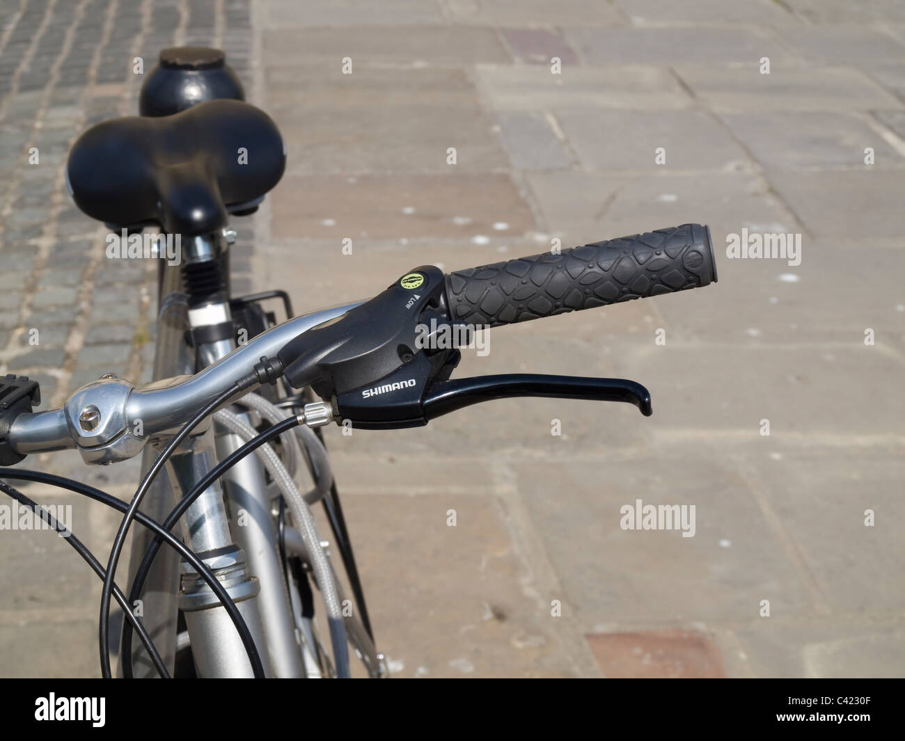 Shimano brake handle and Ci Deck Plus gear shifter on bicycle handle Stock  Photo - Alamy