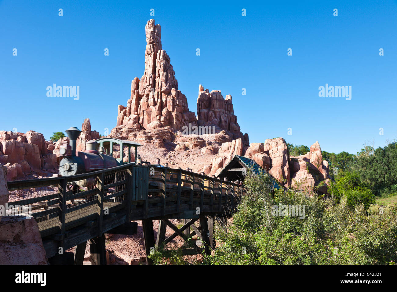 Big Thunder Mountain Railroad roller coaster ride at the Magic Kingdom in Disney World, Kissimmee, Florida Stock Photo