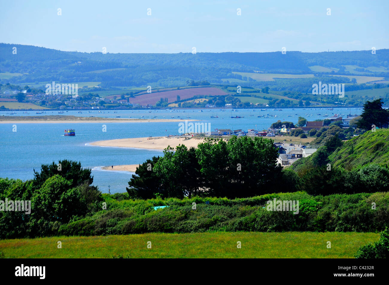 A view of Exmouth beach from the Jurrasic coast cliffs - River Exe - Devon - UK Stock Photo