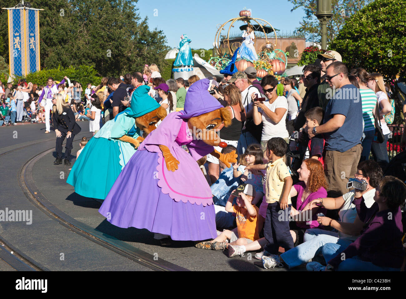 Disney characters walk in 'A Dream Come True' parade at the Magic Kingdom in Disney World, Kissimmee, Florida Stock Photo