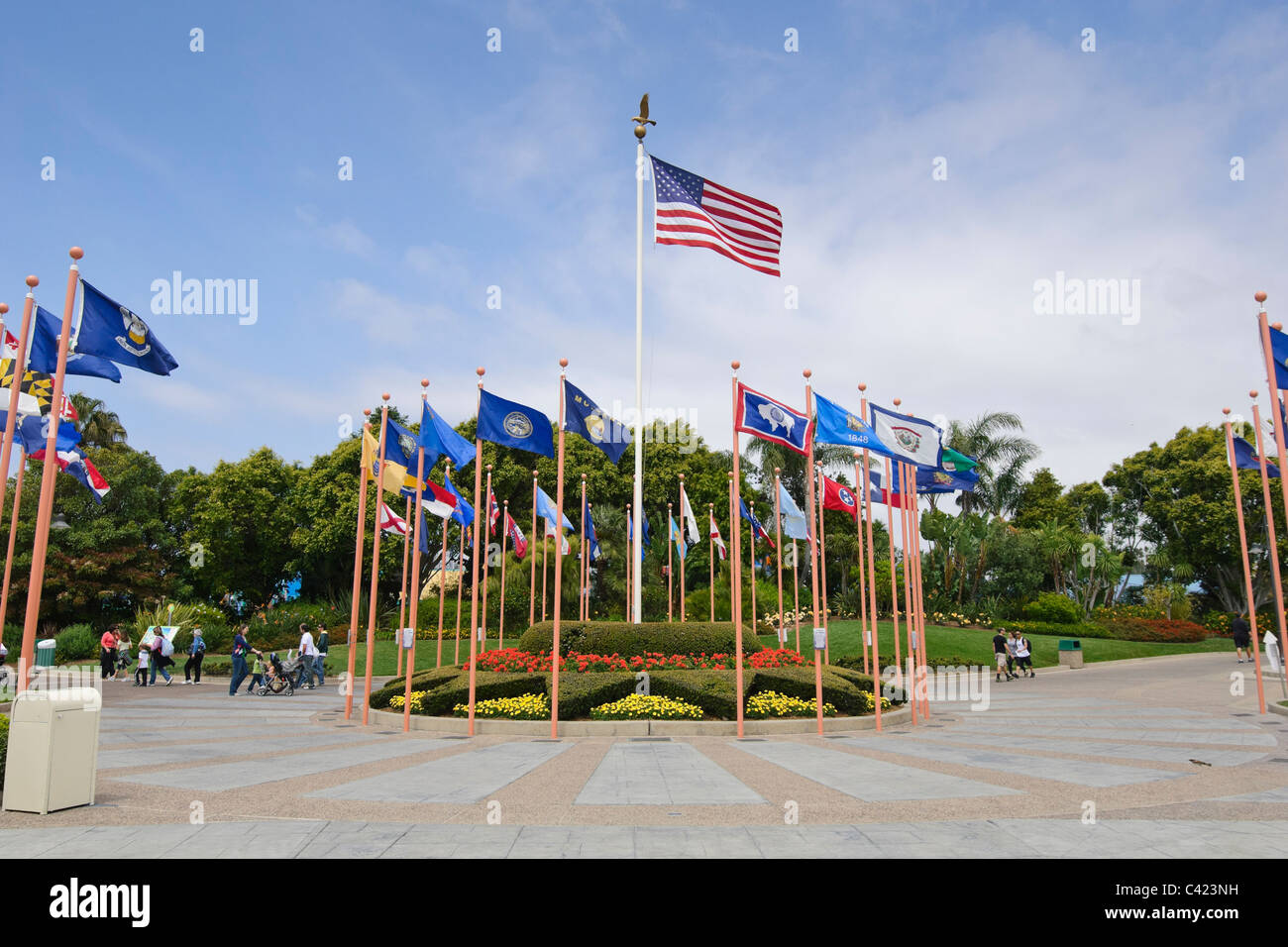 Flags display at San Diego's SeaWorld. Stock Photo