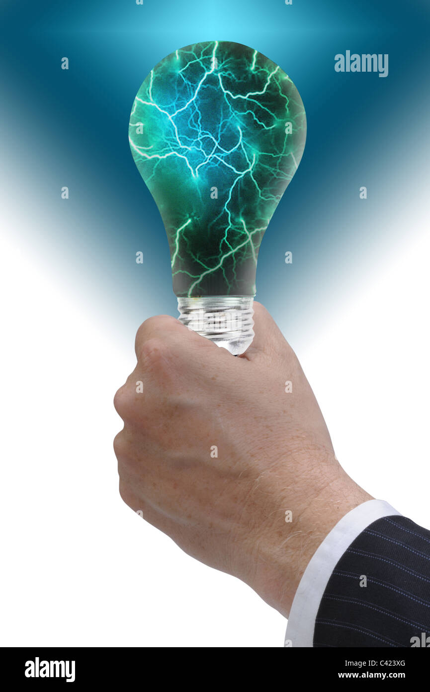 Light bulb with storm inside. Stock Photo