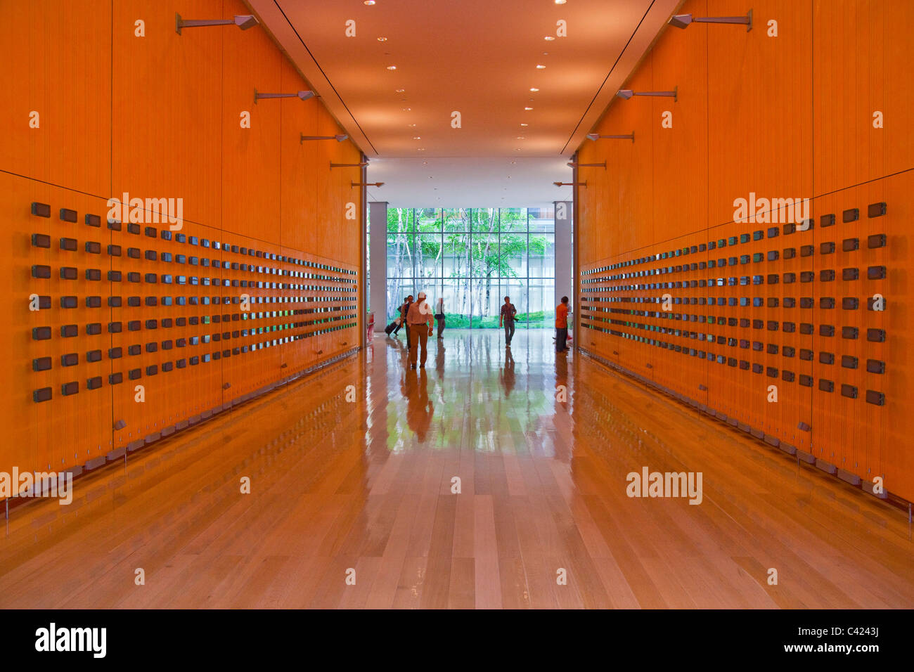 Lobby inside the New York Times Building by Renzo Piano, Manhattan, NYC Stock Photo