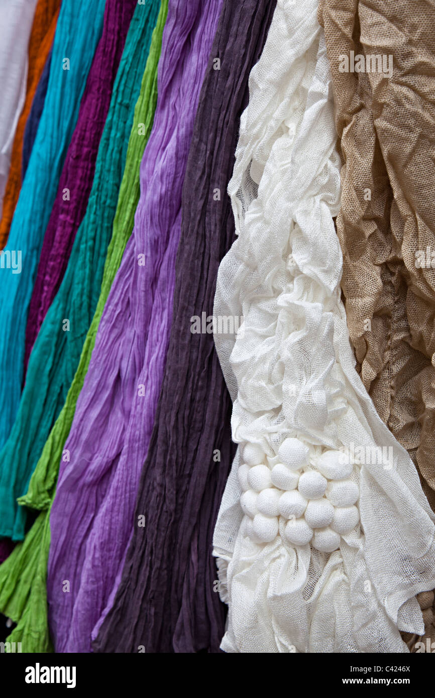 Lace scarfs on sale in Sarlat-la-Caneda Dordogne France Stock Photo