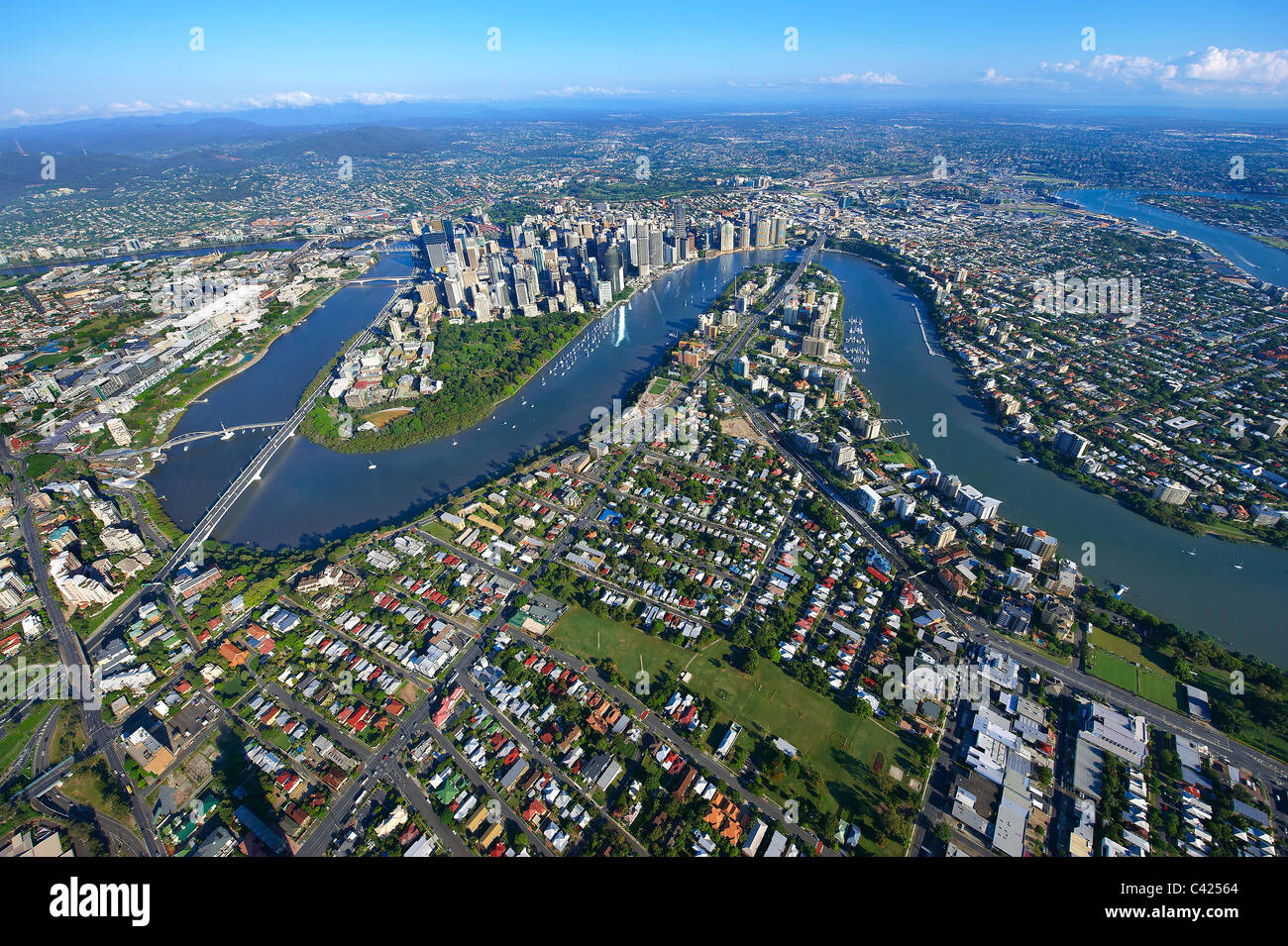Aerial view of Brisbane, Australia Stock Photo