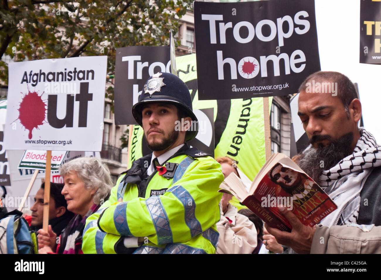 Demonstration in London - Bring the Troops Home Now (Afghanistan Bring the Troops Home) Stock Photo