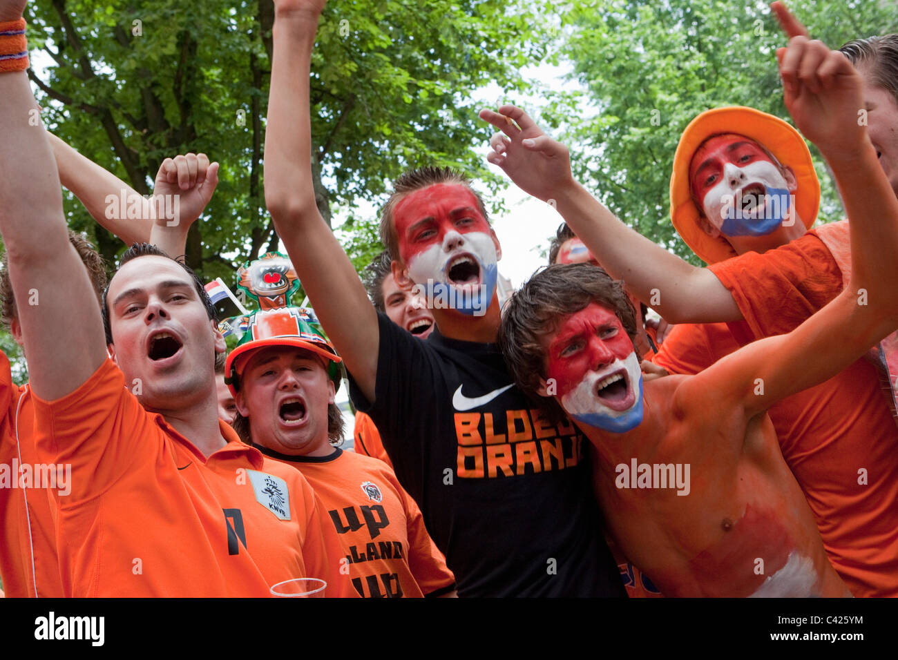 The Netherlands, Amsterdam, World Cup Football 13 July 2010. Inauguration party of Dutch national team. Supporters. Stock Photo