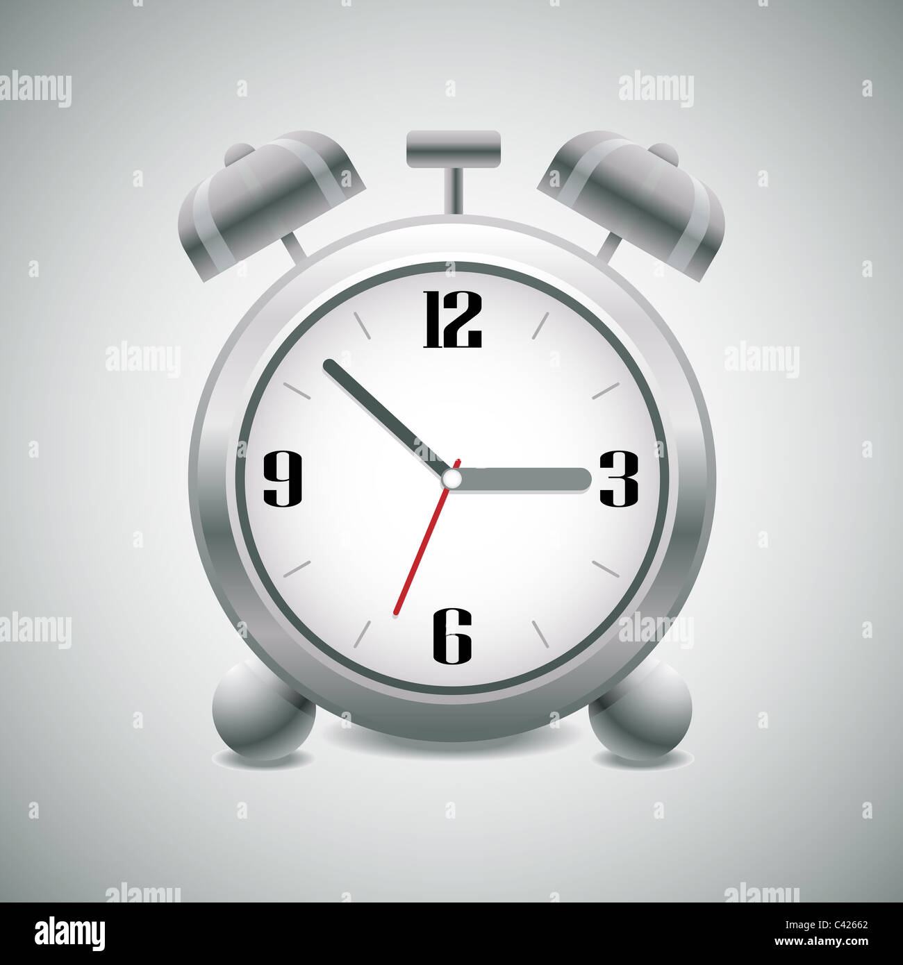 Classic silver alarm clock with bells on top Stock Photo Alamy