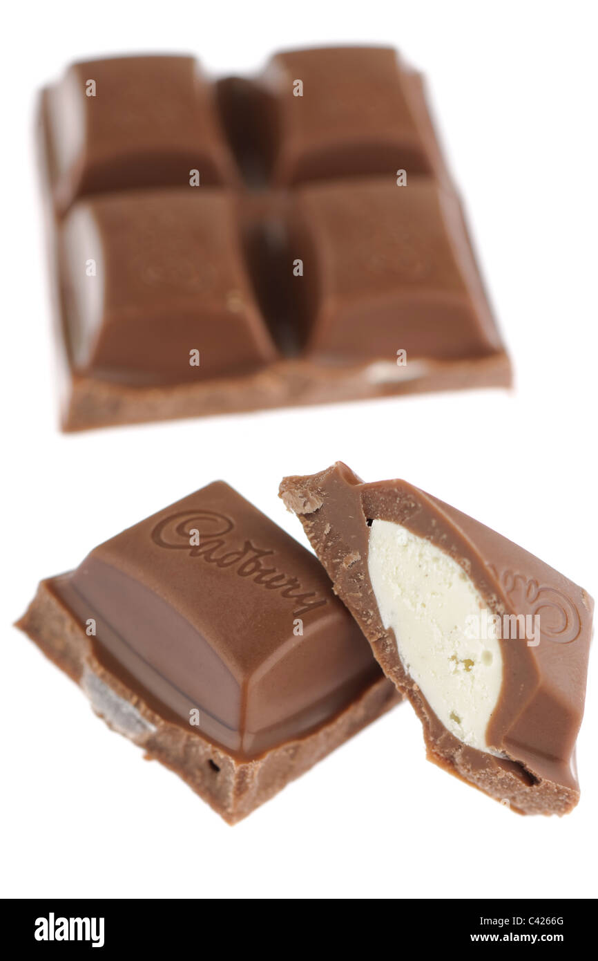 Cadbury Dairy Milk Bliss portions with white cream vanilla filling Stock Photo