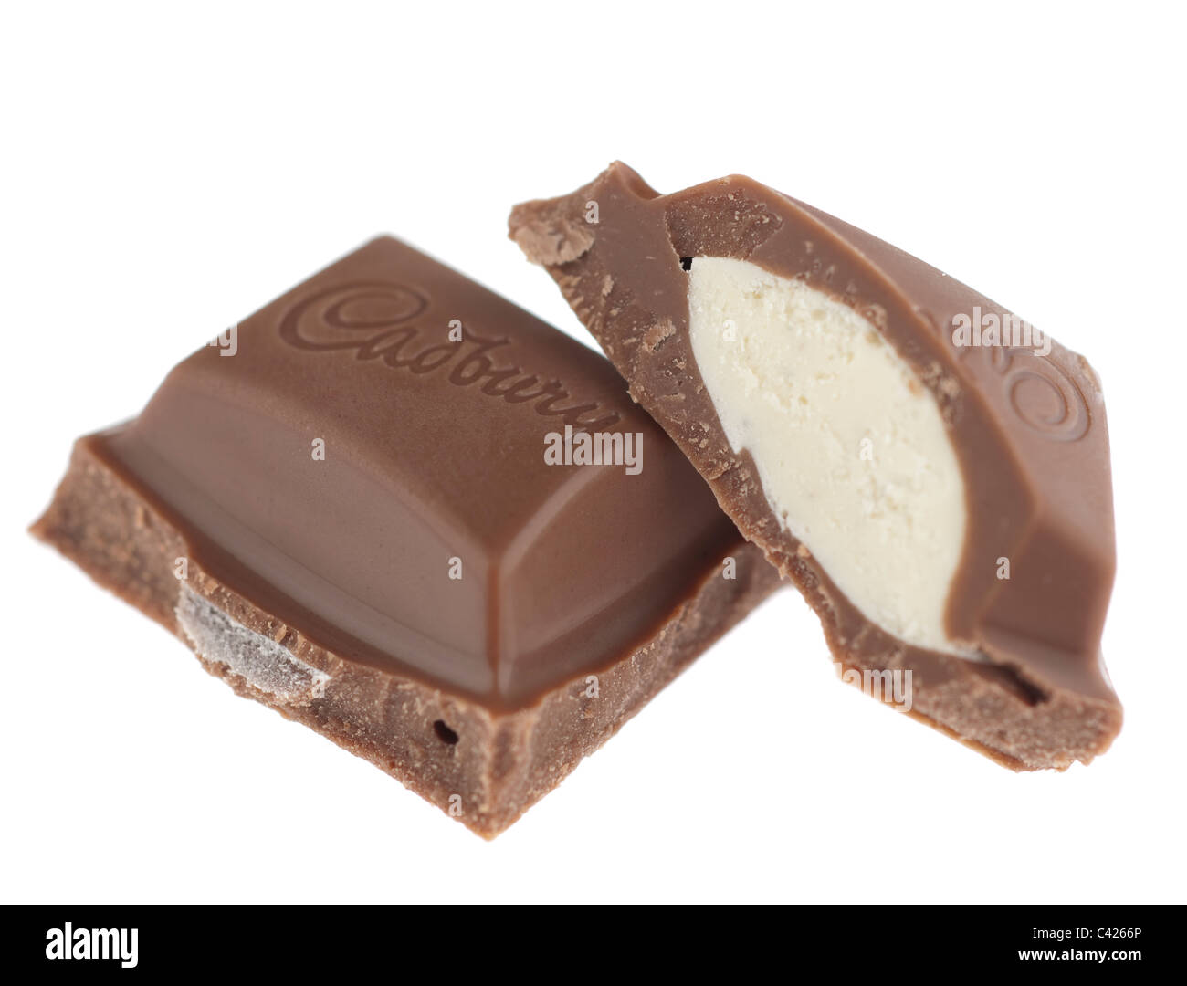 Cadbury Dairy Milk Bliss portions with white cream vanilla filling Stock Photo