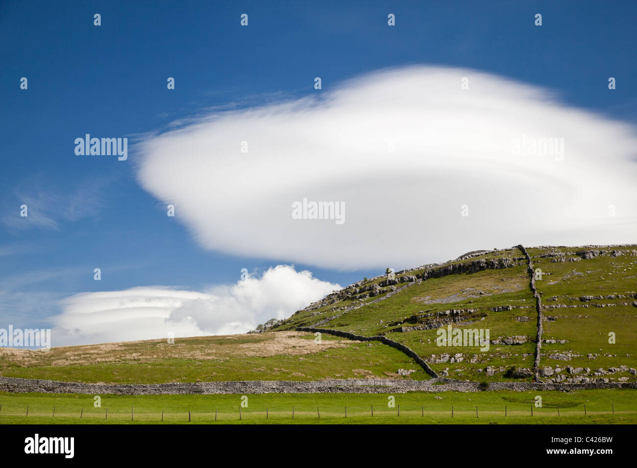 Lenticular clouds, North Yorkshire Stock Photo