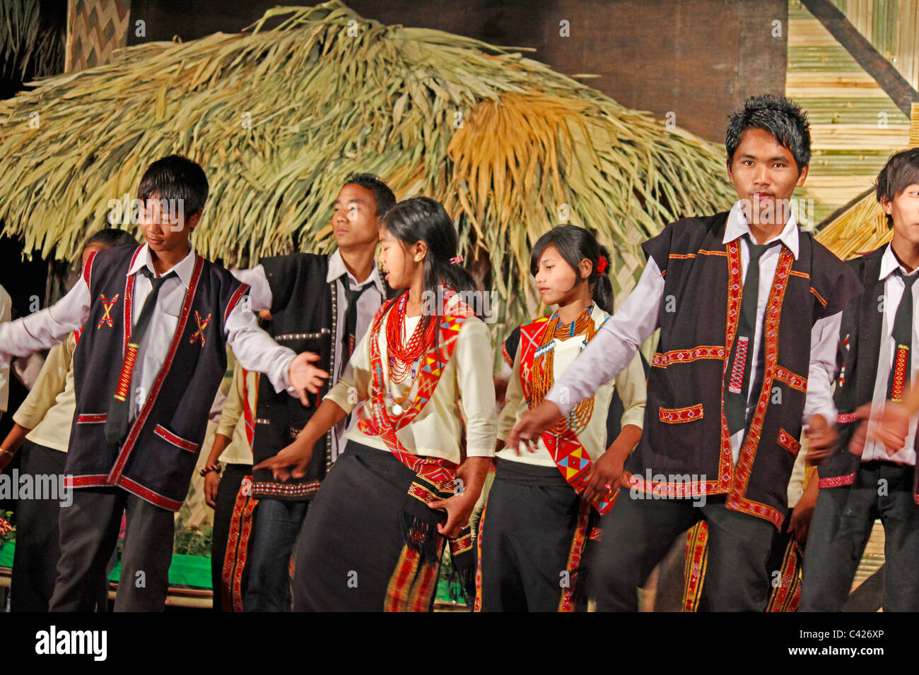 Wancho tribes performing dance at Namdapha Eco Cultural Festival, Miao, Arunachal Pradesh, India Stock Photo