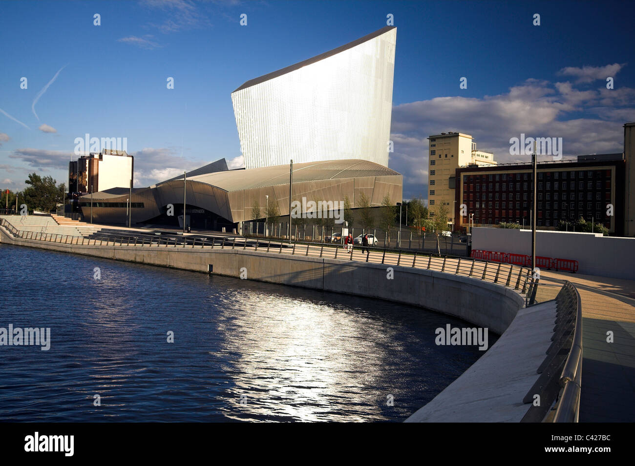 Imperial War Museum North, taken from the New Footbridge, Salford Quays ...