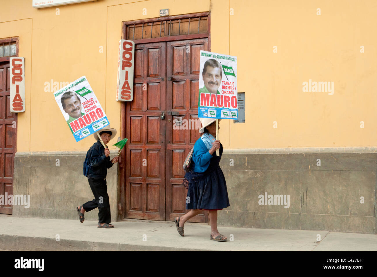 Peru, Celendin, Election campaign for mayor. Stock Photo