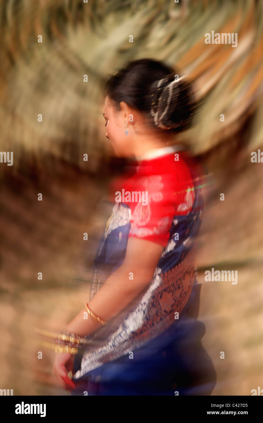 Bangla Woman Performing Dance at Namdapha eco cultural festival, Miao, Arunachal Pradesh, India Stock Photo