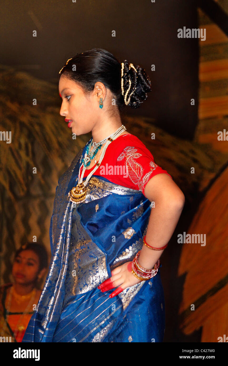 Bangla Woman Performing Dance at Namdapha eco cultural festival, Miao, Arunachal Pradesh, India Stock Photo