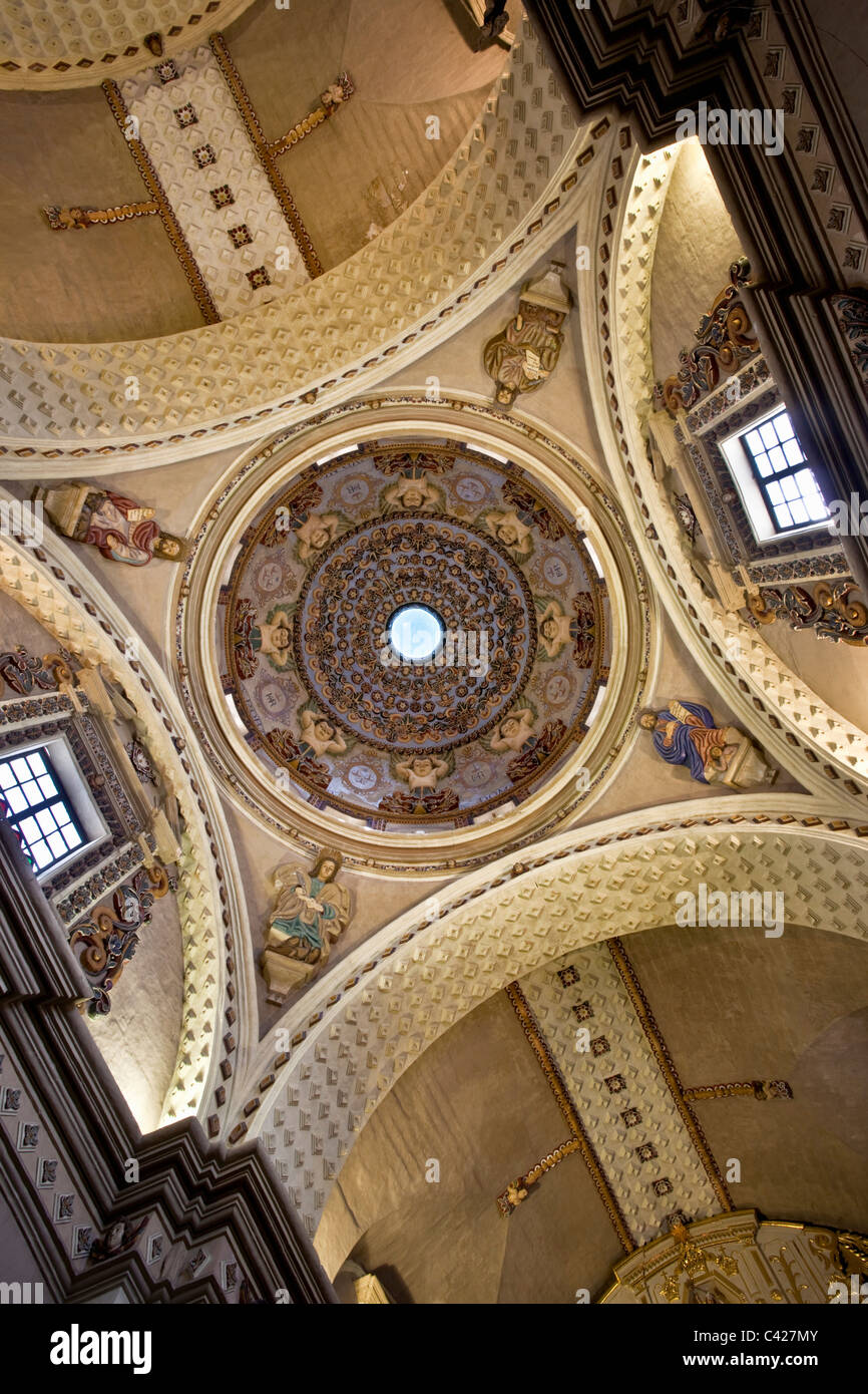 Belen baroque church in the colonial complex of Belen, now art museum. Made entirely from vulcanic rock between 1627 and 1774. Stock Photo