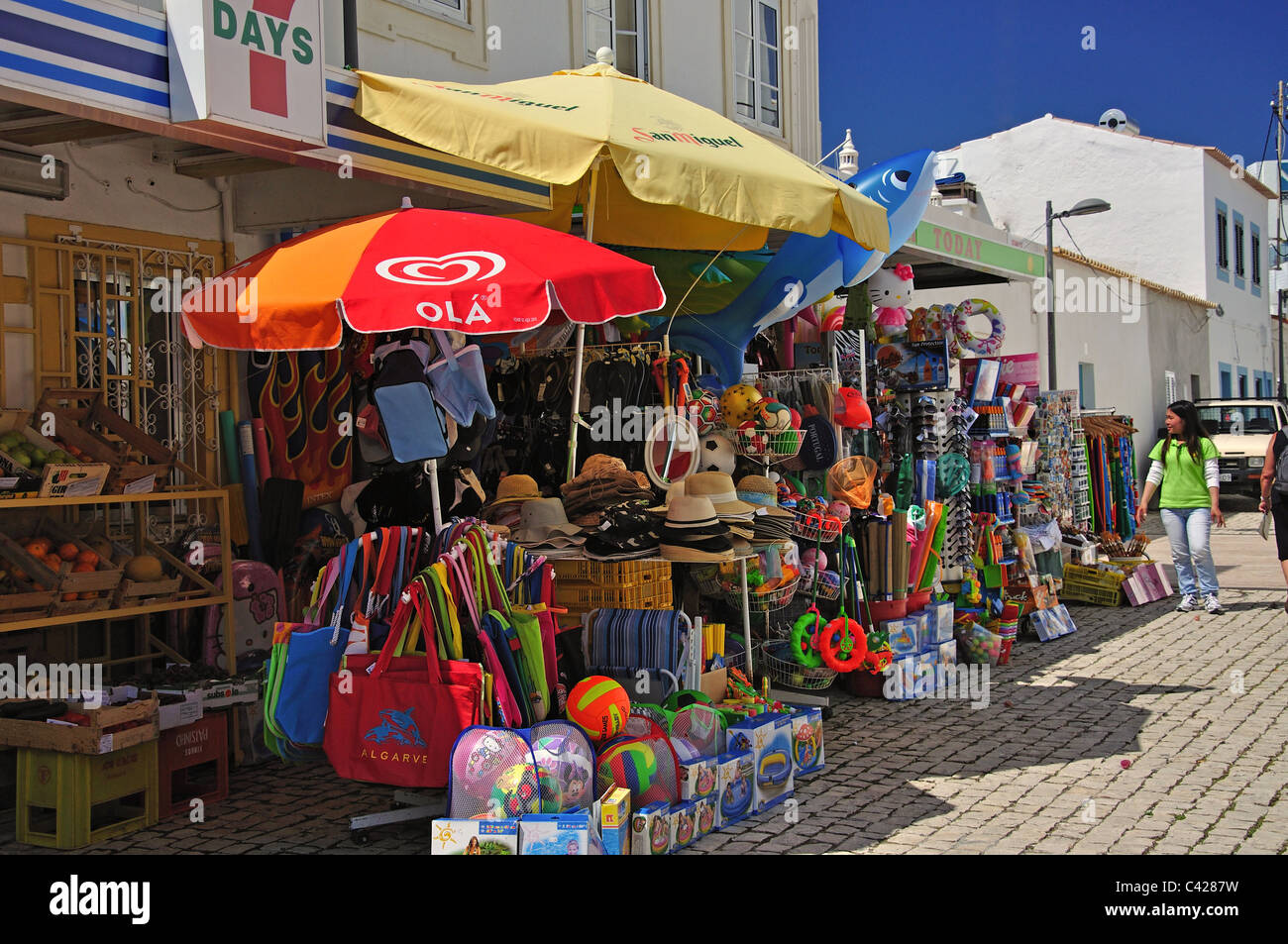 Beach souvenir shop, Praca Miguel Bombarda, Old Town, Albufeira Stock