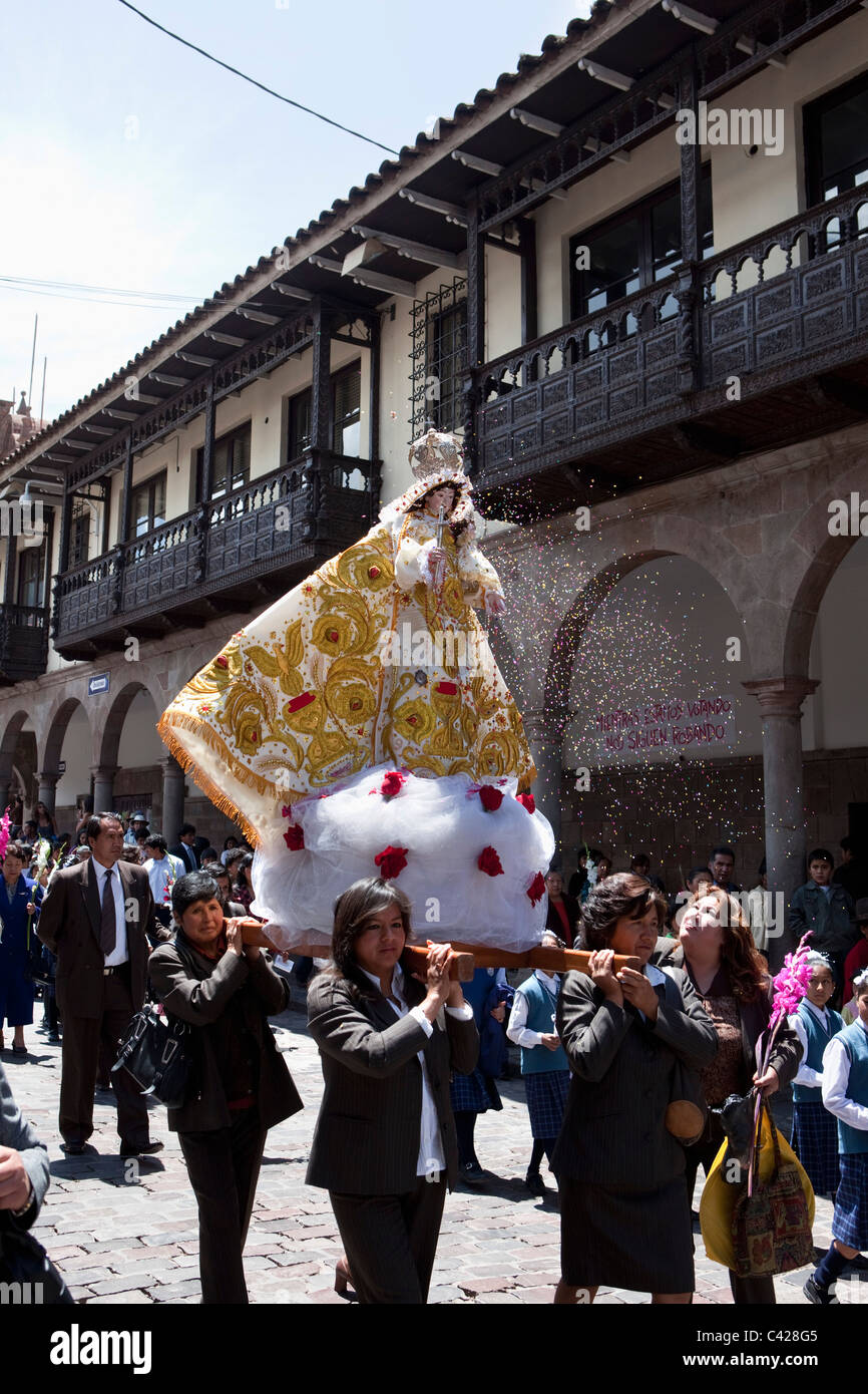 Peru, Cusco, Cuzco, Procession. UNESCO World Heritage Site. Stock Photo