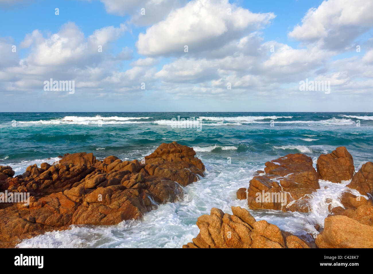 Seascape with rocky coast, Corsica Stock Photo