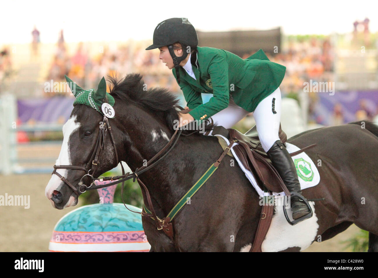 Dalma Rushdi Malhas of Saudi Arabia riding FLASH TOP HAT during the Youth Olympic Games Equestrian Jumping Individual Round B Stock Photo Alamy