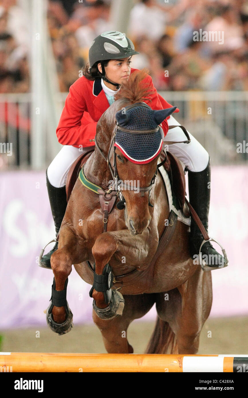Alejandra Ortiz of Panama riding SOBRAON PARK FANCY PANTS during the Youth Olympic Games