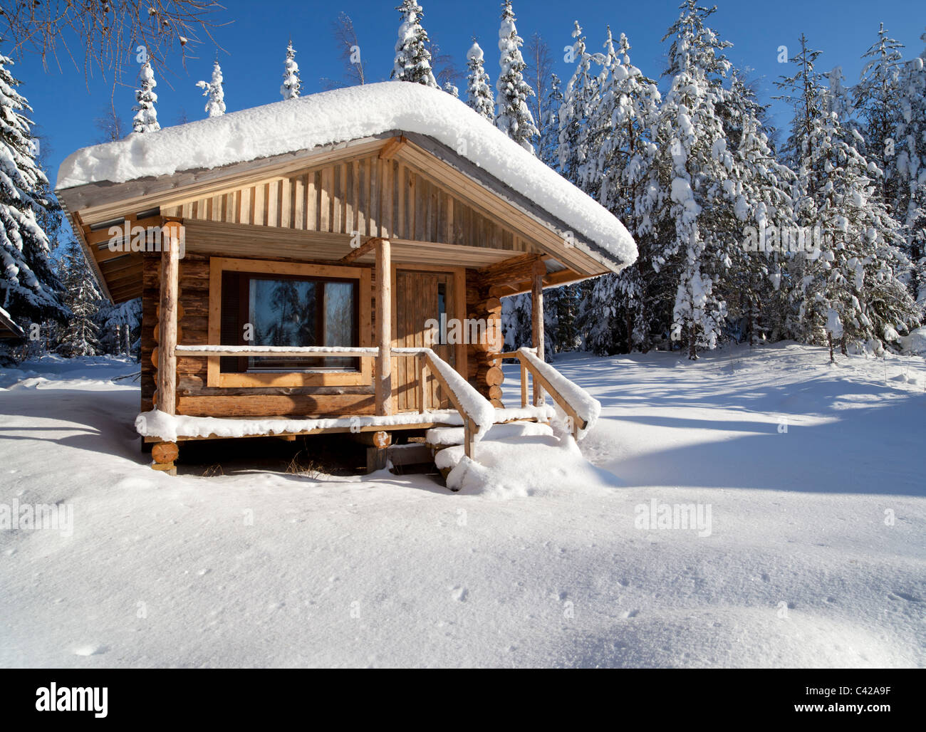 Log Cabin In Snowy Woods Stock Photos Log Cabin In Snowy Woods