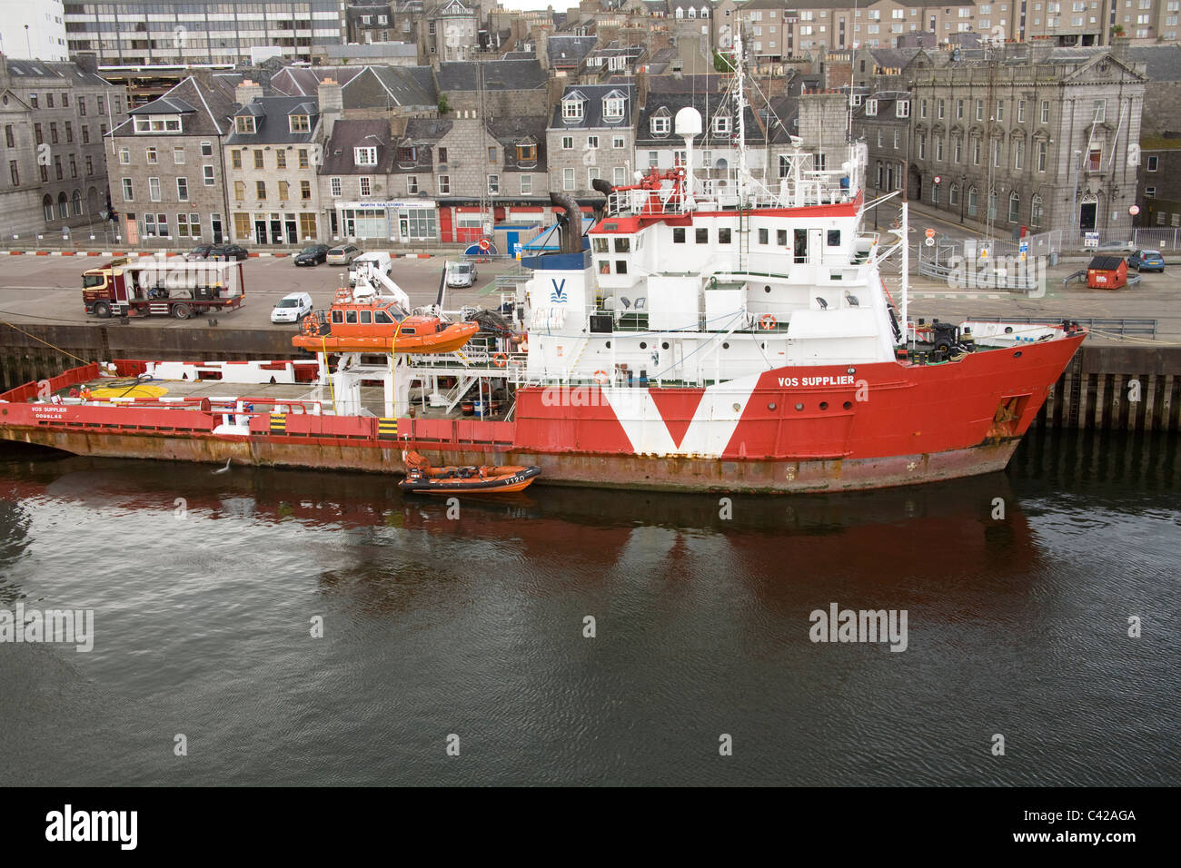 Aberdeen Scotland UK VOS Supplier moored in harbour Vroon offshore services is the leading offshore maritime services supplier Stock Photo