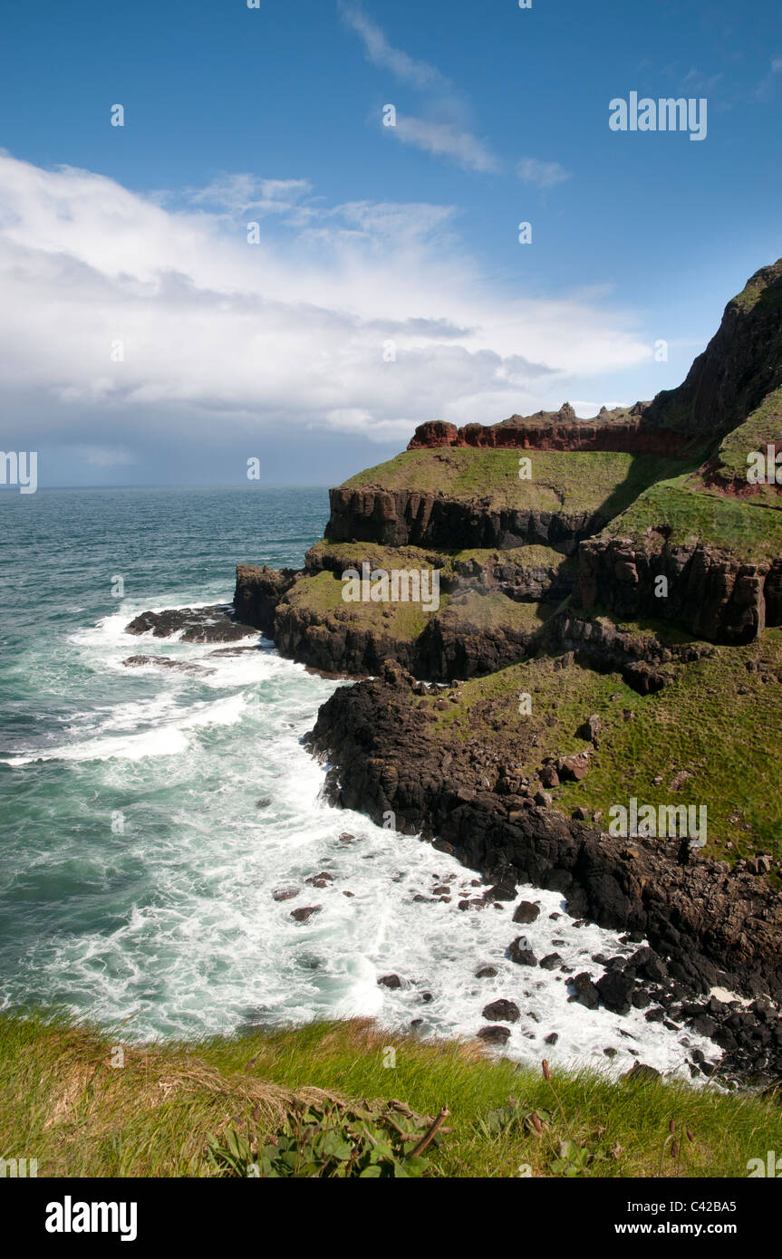 The rugged coast at the Giants Causeway, a World Heritage site near Bushmills in Country Antrim Northern Ireland Stock Photo
