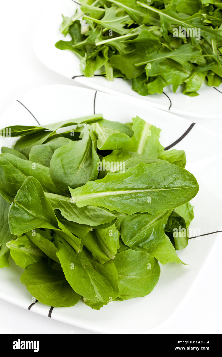 Spinach, mizuna for background Stock Photo
