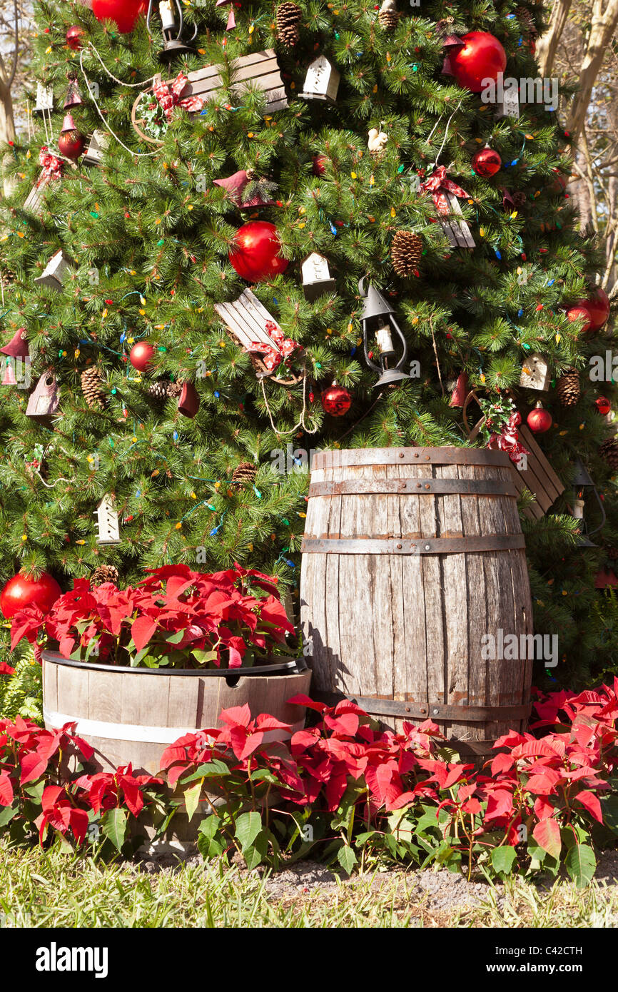 Christmas holiday tree and decorations at Fort Wilderness Resort in Walt Disney World, Kissimmee