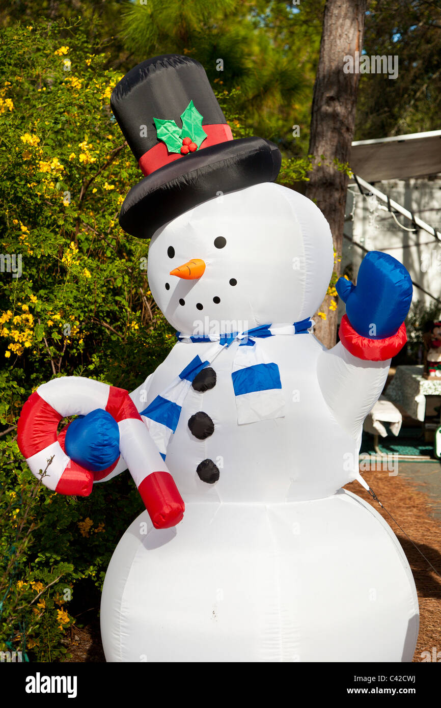 Snowman Inflatable Christmas Holiday Decorations In Fort Wilderness Resort At Walt Disney World Kissimmee Florida Usa Stock Photo Alamy