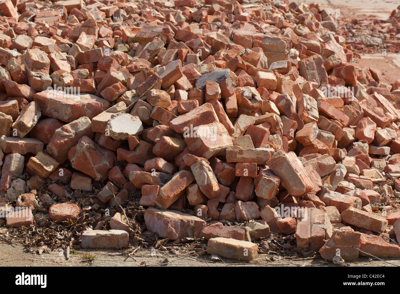Brick Rubble on a demolition clearence site. North Walsham, Norfolk