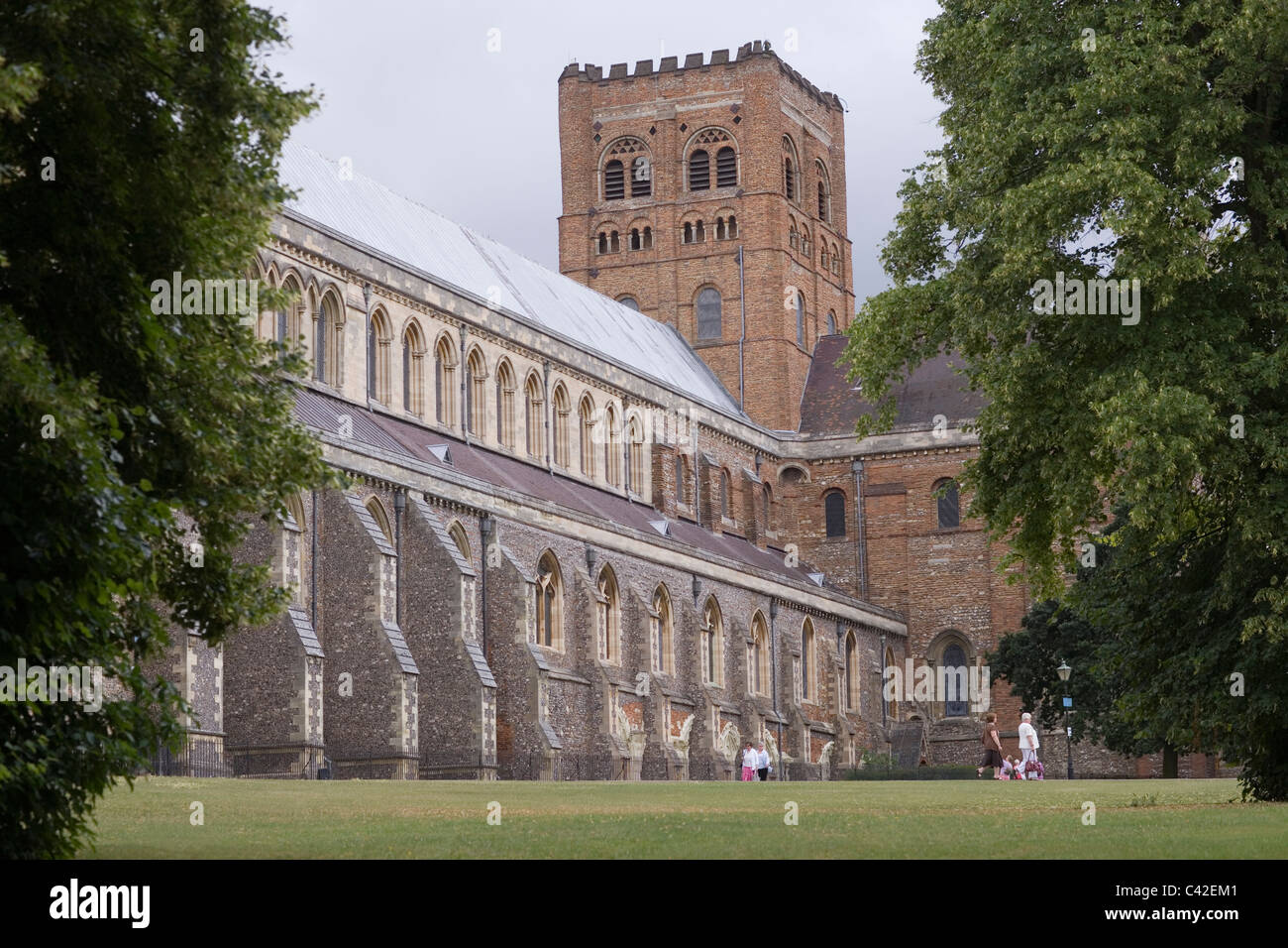 The Cathedral and Abbey Church of Saint Alban. St. Albans, Hertfordshire. England. Stock Photo