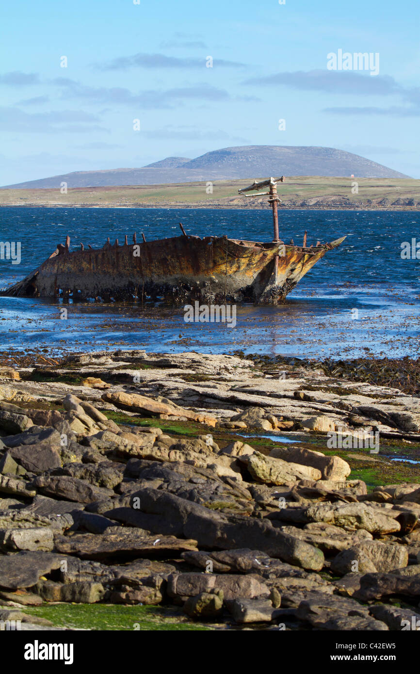 Ship wreck at New Island, West Falklands Stock Photo