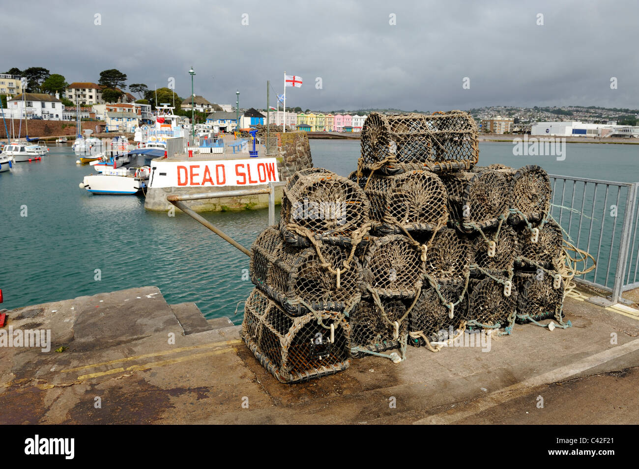 lobster crab pots paignton harbour devon england uk Stock Photo Alamy